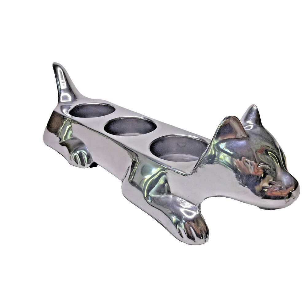 Vintage Pewter Cat Kitten Tea Light Candle Holder Holds 3 Votives 10"